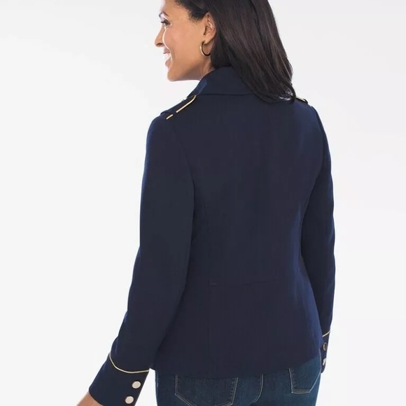 Chico's Navy Blue Military Jacket Gold Button |h20 - Picture 3 of 13